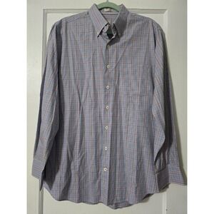 Peter Millar Shirt Mens Large Button Down Cotton Plaid Check Multicolor